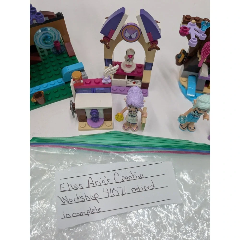 LEGO Elves Lot 41072 Naidas Spa Secret 41071 Airas Creative Workshop Partial Set
